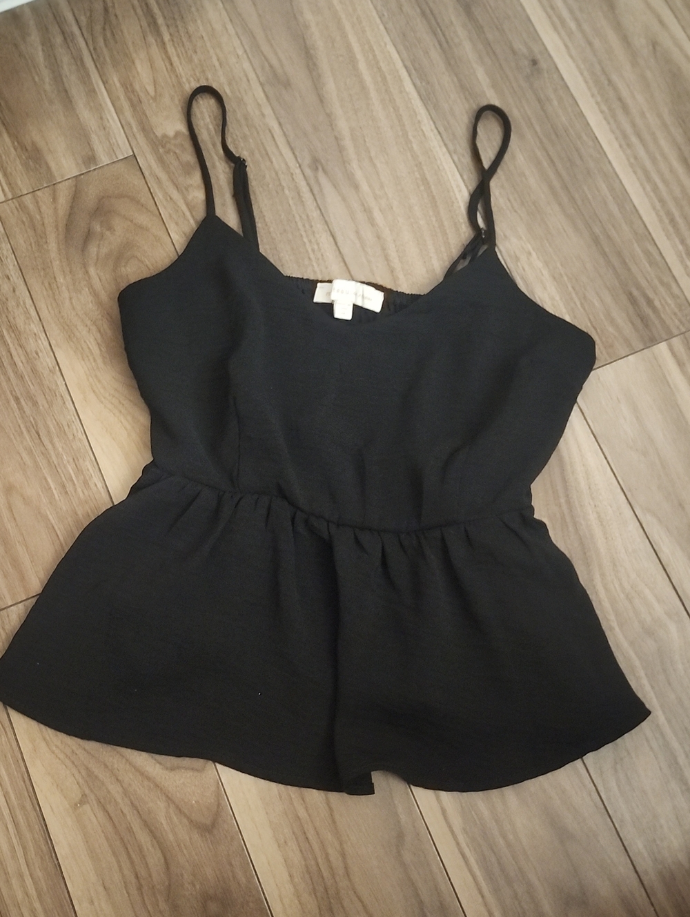 🔥Black Peplum Tank Top Spaghetti Strap